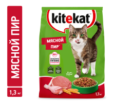 Корм сухой Kitekat Мясной пир для кошек, 1.3кг