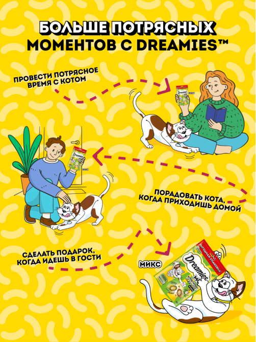 Лакомства Dreamies для кошек микс курица-мята, 140г