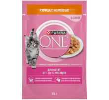 Корм влажный Purina One для котят с курицей и морковью, 75г