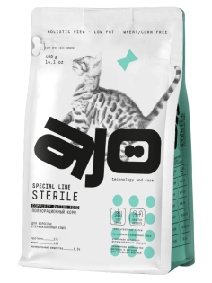 Корм сухой Ajo Sterile для кошек индейка-утка, 400г