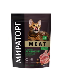 Корм сухой Мираторг Meat для кошек от 1 года с сочным ягненком, 300г