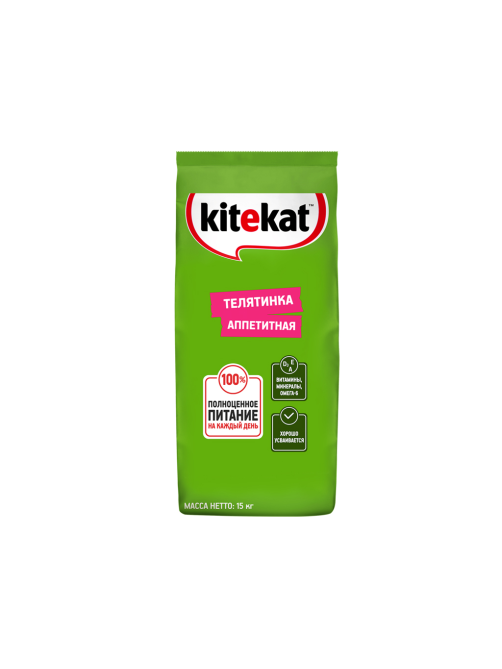 Корм сухой Kitekat Телятинка аппетитная для взрослых кошек, 15кг