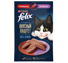 Корм влажный Felix Паштет для кошек говядина и ягненок, 75г