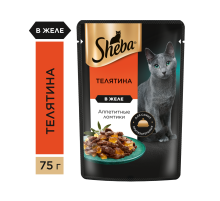 Корм влажный Sheba для взрослых кошек ломтики в желе с телятиной, 75г