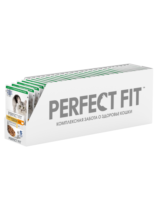Корм влажный Perfect Fit для кошек с чувствительным пищеварением индейка, 75г x 28 шт