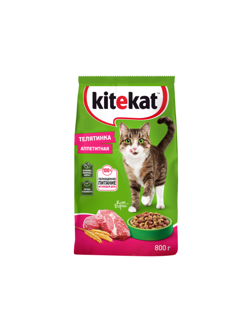 Корм сухой Kitekat Телятинка аппетитная для взрослых кошек, 800г