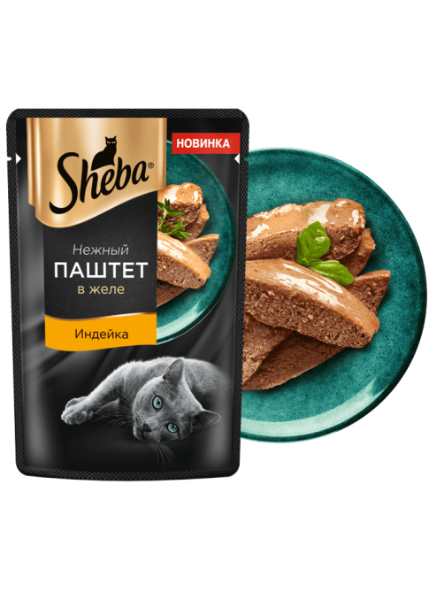 Корм влажный Sheba для взрослых кошек паштет-индейка, 75г x 28 шт