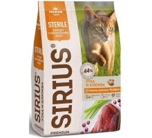 Сухой корм Sirius Premium для стерилизованных кошек с уткой и клюквой, 1.5кг