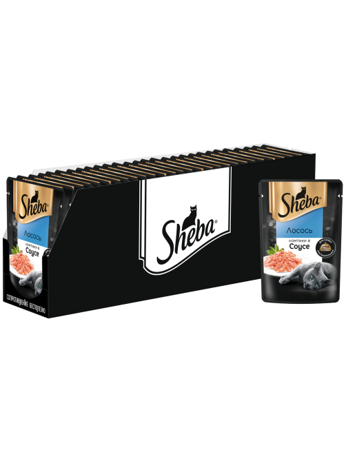 Корм влажный Sheba для кошек Ломтики в соусе с лососем, 75г x 28 шт