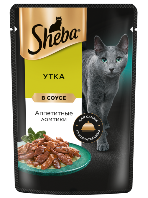 Корм влажный Sheba для кошек Ломтики в соусе с уткой, 75г