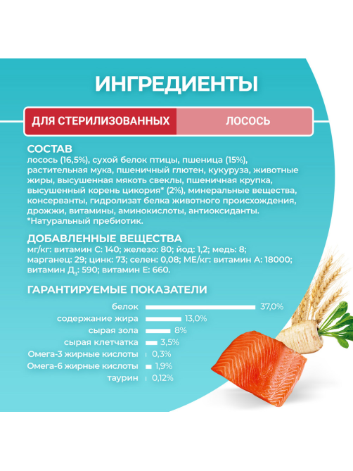 Корм сухой Purina One для стерилизованных кошек и кастрированных котов с лососем и пшеницей, 1.5кг