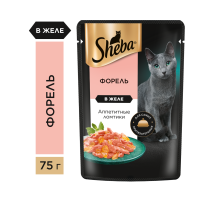 Корм влажный Sheba для взрослых кошек ломтики в желе с форелью, 75г