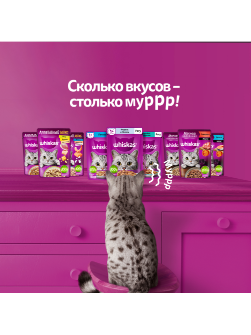 Корм влажный Whiskas рагу для взрослых кошек с форелью и лососем, 75г
