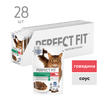 Корм влажный Perfect Fit для стерилизованных кошек говядина, 75г x 28 шт