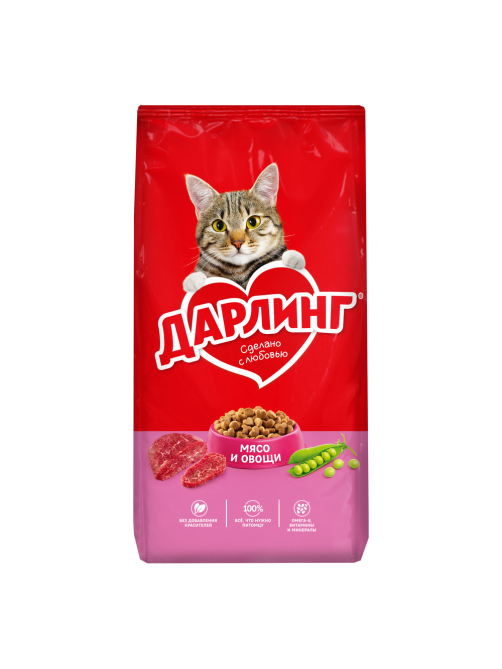 Корм сухой Дарлинг для кошек с мясом и овощами, 15кг
