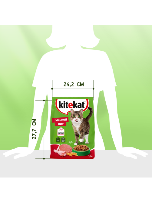 Корм сухой Kitekat Мясной пир для кошек, 1.3кг