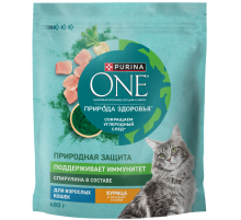 Корм сухой Purina One Природа Здоровья для взрослых кошек со спирулиной с высоким содержанием курицы, 680г