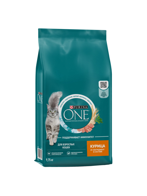 Корм сухой Purina One для взрослых кошек с курицей, 9.75кг