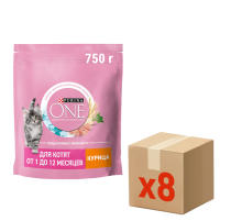 Корм сухой Purina One для котят с курицей и цельными злаками, 750г х 8 шт