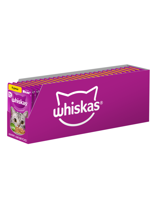 Корм влажный Whiskas желе для взрослых кошек с курицей, 75г x 28 шт
