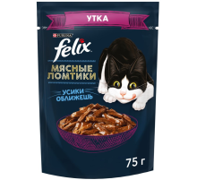 Корм влажный Felix Мясные ломтики для взрослых кошек с уткой, 75г