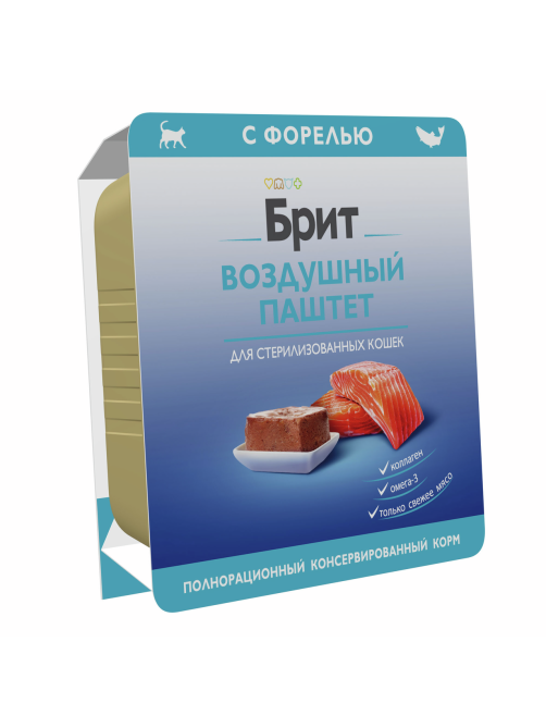 Корм влажный Брит Воздушный паштет для стерилизованных кошек форель, 100г
