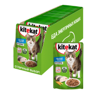 Корм влажный Kitekat для взрослых кошек с рыбой в соусе, 85г x 28 шт