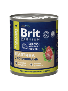 Корм влажный Brit для собак телятина-потрошки, 750г