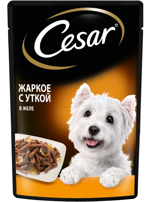 Корм влажный Cesar желе для собак жаркое с уткой, 85г