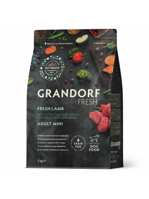 Корм сухой Grandorf Fresh для взрослых собак миниатюрных пород ягненок с бататом, 3кг