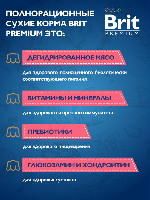 Корм сухой Brit для молодых собак крупных пород, 3кг