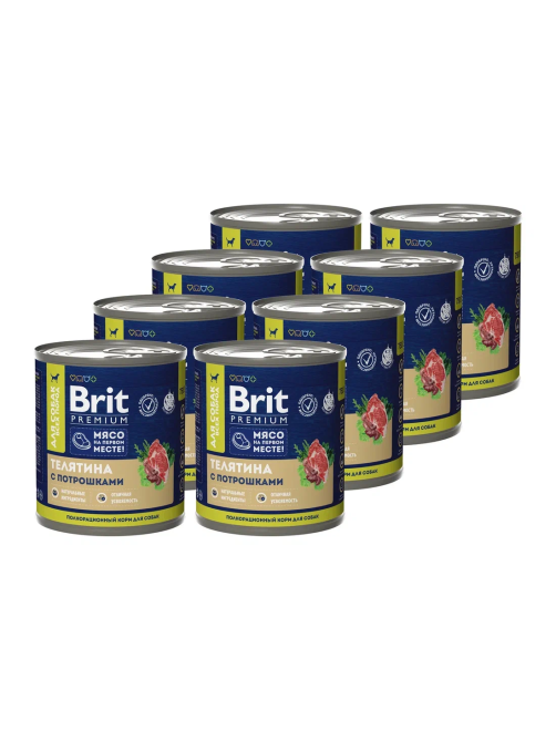Корм влажный Brit для собак телятина-потрошки, 750г