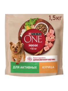 Корм сухой Purina One Мини для собак мелких пород с курицей и рисом 1.5кг