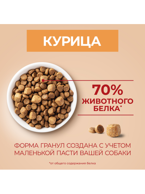 Корм сухой Purina One Мини для собак мелких пород с курицей и рисом 1.5кг