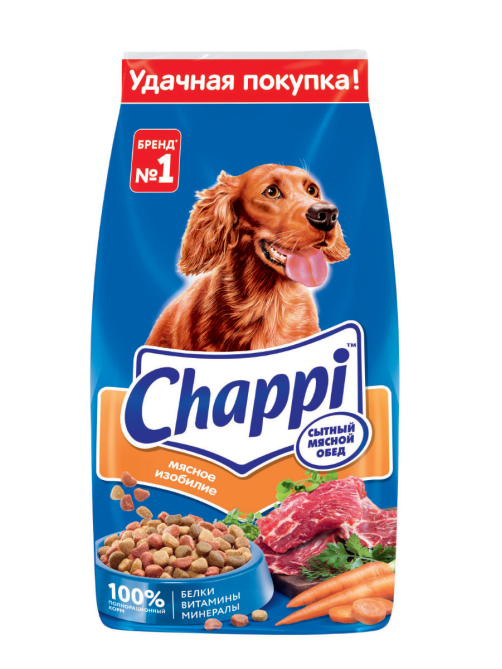 Корм сухой Chappi Мясное изобилие Сытный мясной обед для взрослых собак всех пород, 15кг