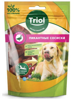 Лакомство Triol Пикантные сосиски для собак утка, 70г