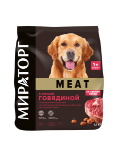 Корм сухой Мираторг Meat для собак с говядиной, 1.1кг