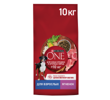 Корм сухой Purina One для взрослых собак средних и крупных пород с ягненком и рисом, 10кг