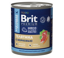 Корм консервированный Brit Premium для собак с телятиной и морковью, 750г