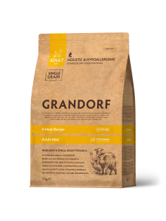 Корм сухой Grandorf для взрослых собак миниатюрных пород 4 мяса, 3кг