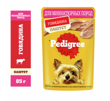 Корм влажный Pedigree паштет для собак миниатюрных пород с говядиной, 80г