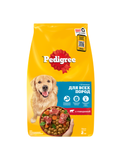 Корм сухой Pedigree для всех пород собак с говядиной, 2кг