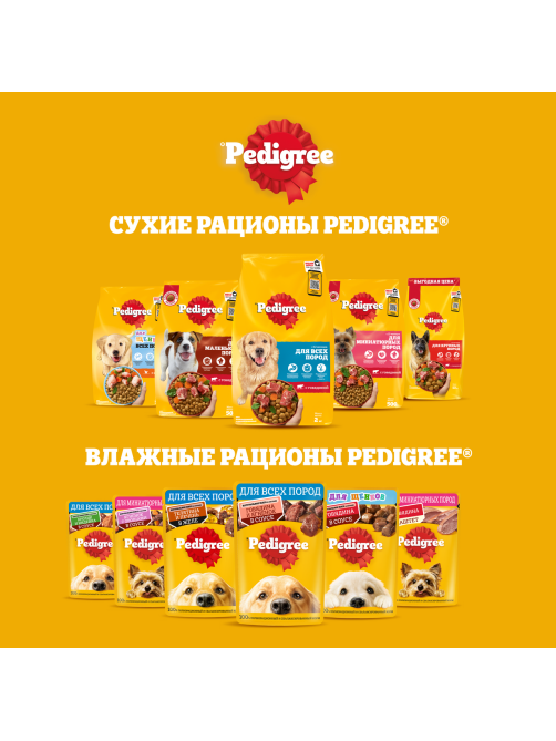Корм сухой Pedigree для всех пород собак с говядиной, 2кг