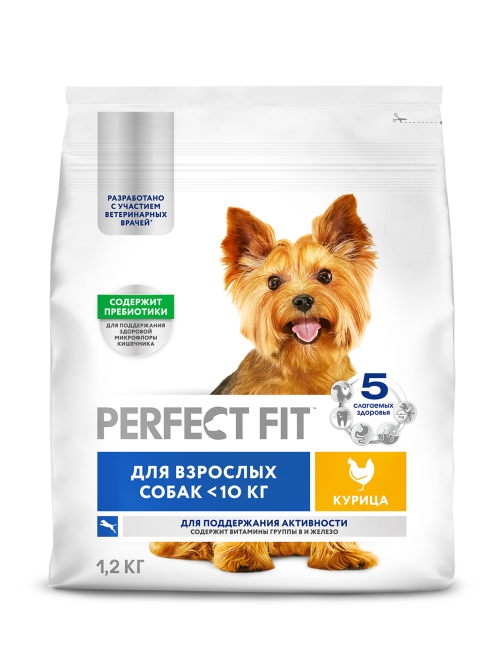 Корм сухой Perfect Fit для собак мелких и миниатюрных пород старше 1 года курица, 1.2кг