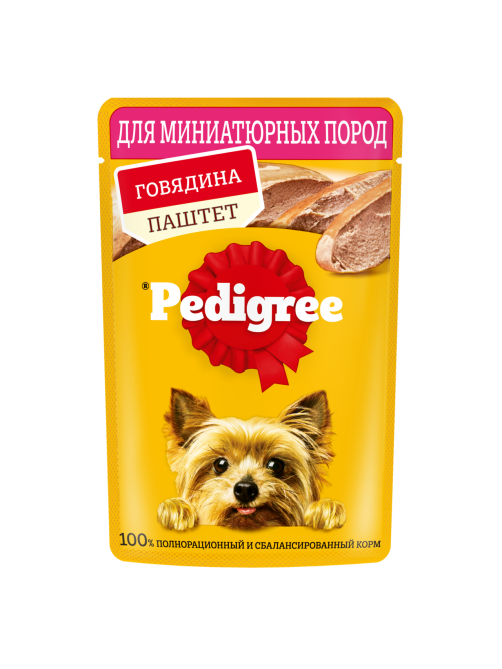 Корм влажный Pedigree паштет для собак миниатюрных пород с говядиной, 80г
