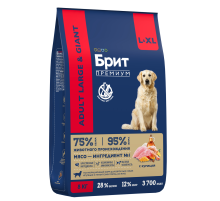 Корм сухой Brit Premium для взрослых собак крупных пород курица, 8кг