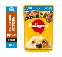 Корм влажный Pedigree желе для собак с телятиной и печенью, 85г