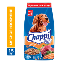 Корм сухой Chappi Мясное изобилие Сытный мясной обед для взрослых собак всех пород, 15кг