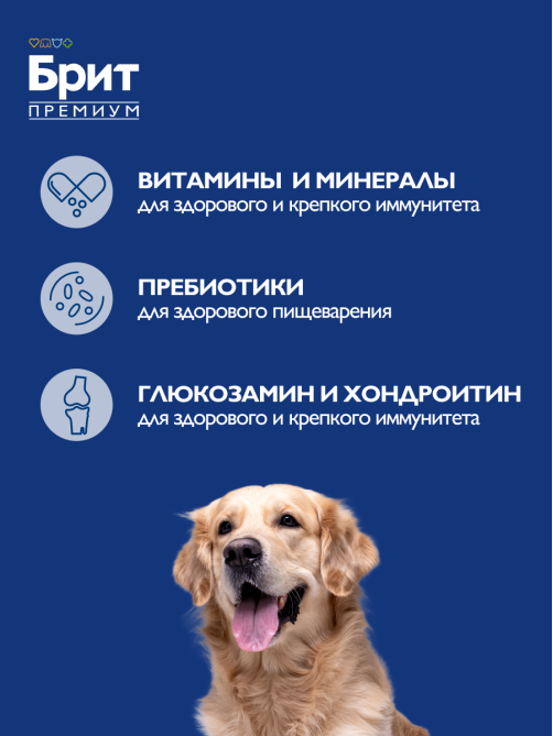 Корм сухой Брит для взрослых собак крупных пород, 3кг