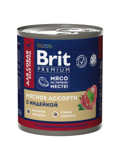Корм влажный Brit для собак индейка, 750г